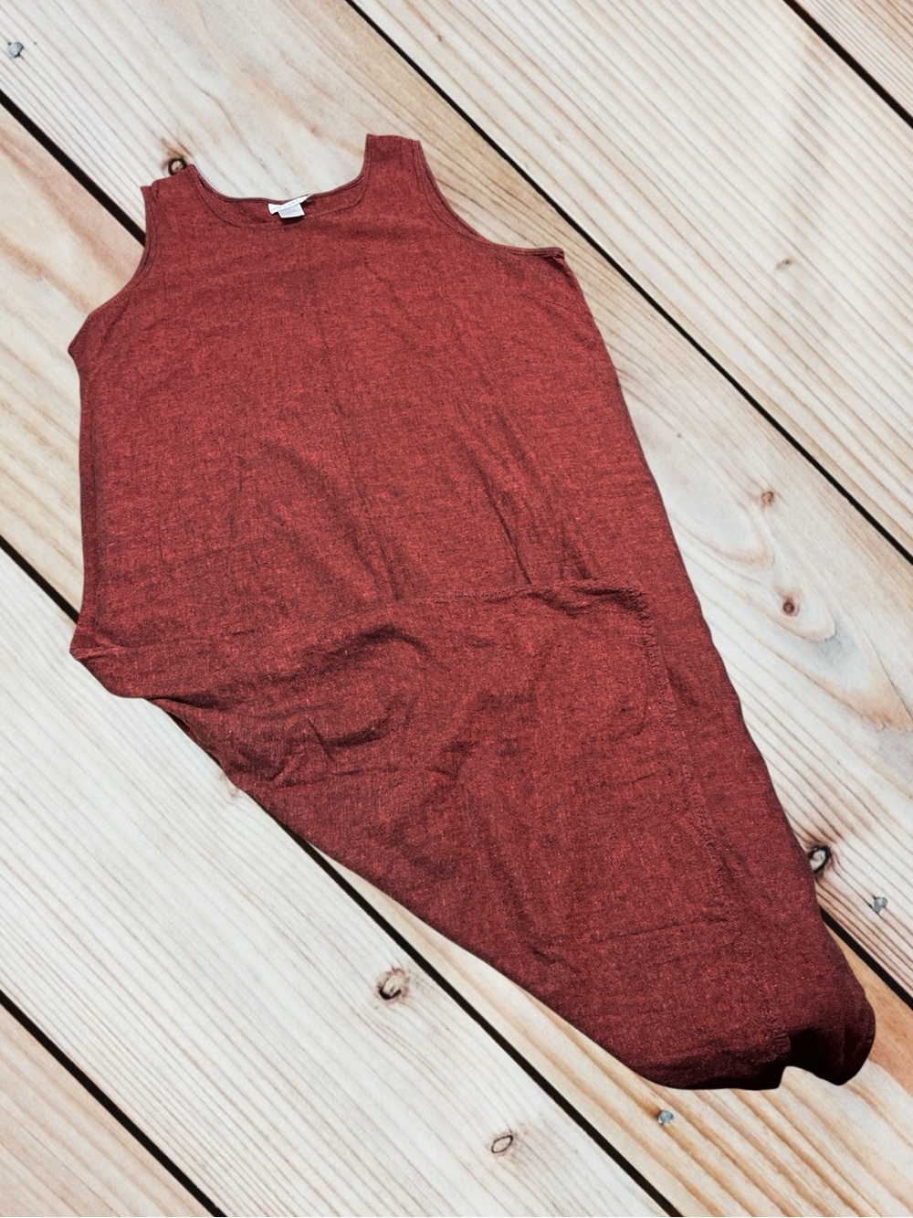 Country Wear Casuals 3X brick linen blend maxi dress with side slits